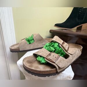 Birkenstock Arizona Taupe Suede Sandals